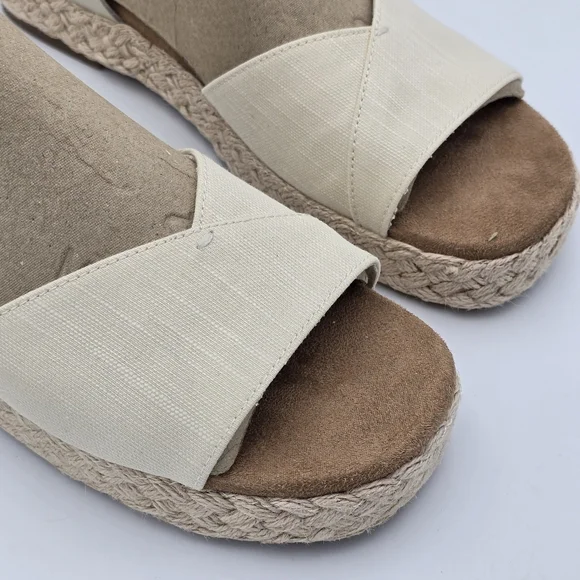 NWT TOMS Abby Flatform Espadrille Sandals, Leather Natural Woven , Women's 11 - Picture 3 of 16